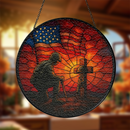 American Soldiers Remembrance Stained Glass Suncatcher