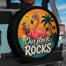 Flamingo Our Flock Rocks Car Spare Tire Cover