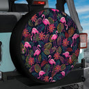 Tropical Flamingo Bloom Hawaii Car Spare Tire Cover
