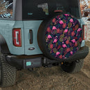 Tropical Flamingo Bloom Hawaii Car Spare Tire Cover