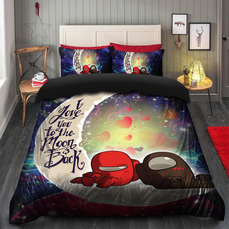 Among Us Couple Love You To The Moon Galaxy Bedding Set Duvet Cover And 2 Pillowcases Nearkii