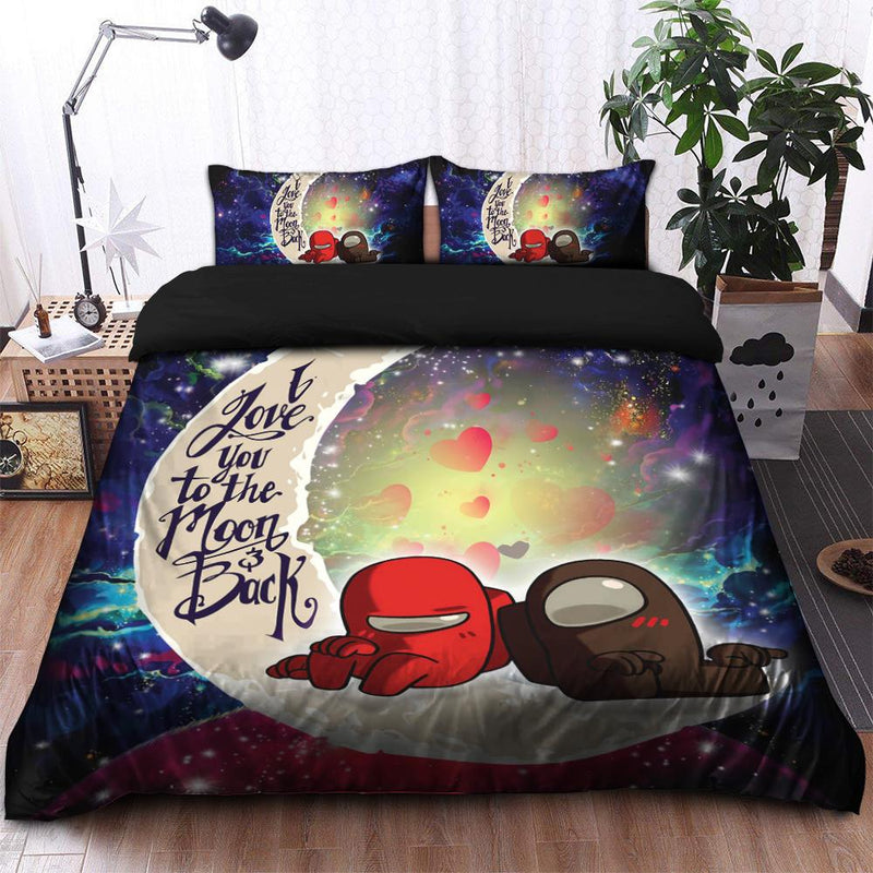 Among Us Couple Love You To The Moon Galaxy Bedding Set Duvet Cover And 2 Pillowcases Nearkii