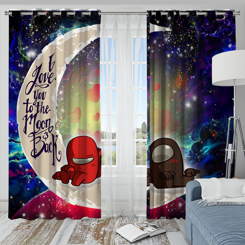 Among Us Love You To The Moon Galaxy Window Curtain