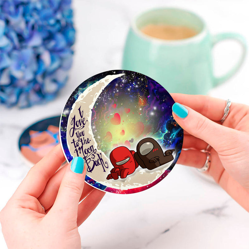 Among Us Couple Love You To The Moon Galaxy Ceramic Decor Coaster - Gift Idea