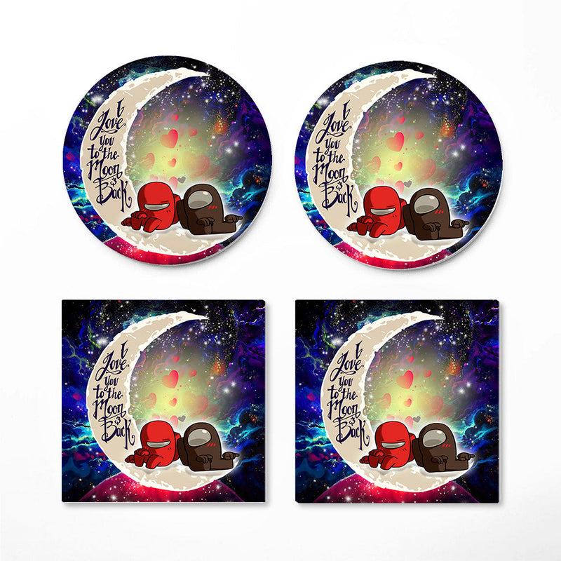 Among Us Couple Love You To The Moon Galaxy Ceramic Decor Coaster - Gift Idea