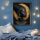 An African Woman And A Mans Faces Carved Into A Mon - Living Room - Canvas Wall Art - Print - Wall Decor