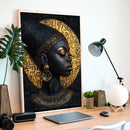 An African Woman And A Mans Faces Carved Into A Mon - Living Room - Canvas Wall Art - Print - Wall Decor