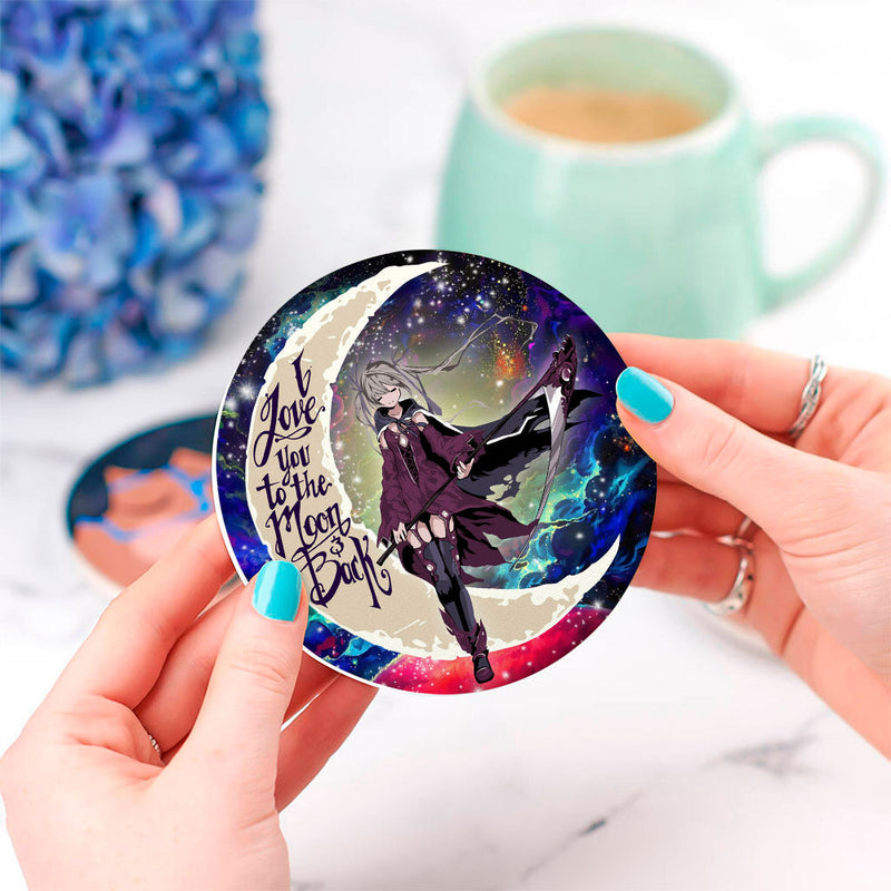 Anime Girl Soul Eate Love You To The Moon Galaxy Ceramic Decor Coaster - Gift Idea