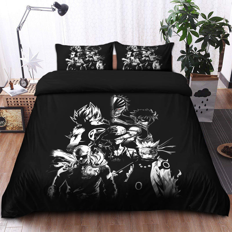 Anime Heroes B&W Bedding Set Duvet Cover And 2 Pillowcases Nearkii