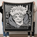 Anime Sukuna Yuji Itadori JJK Japanese Manga Woven Throw Blanket