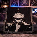 Gojo B&W Jujutsu Kaisen Woven Throw Blanket