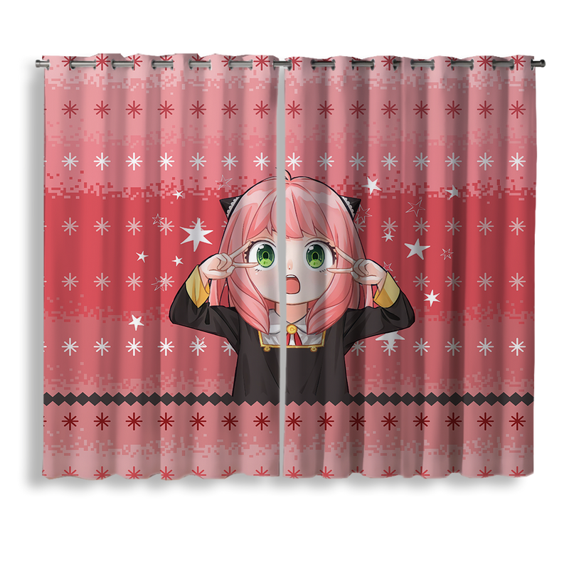 Anya Forger Spy X Family Pink Christmas Window Curtain