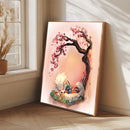 Arcanine Pokemon Sleep Cherry Blossom- Living Room - Canvas Wall Art - Print - Wall Decor