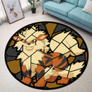 Arcanine Pokemon Stained Glass Round Rug