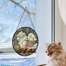 Arcanine Pokemon Round Stained Glass Suncatcher