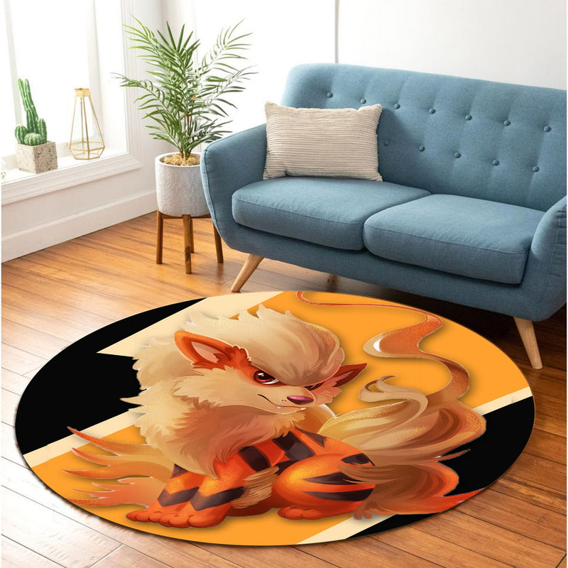 Arcanine Pokemon Round Rug