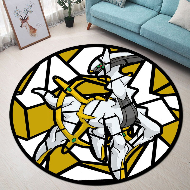 Pokemon Rug Round Arceus Legendary Pokemon Stained Glass Round Carpet Rug Bedroom Living