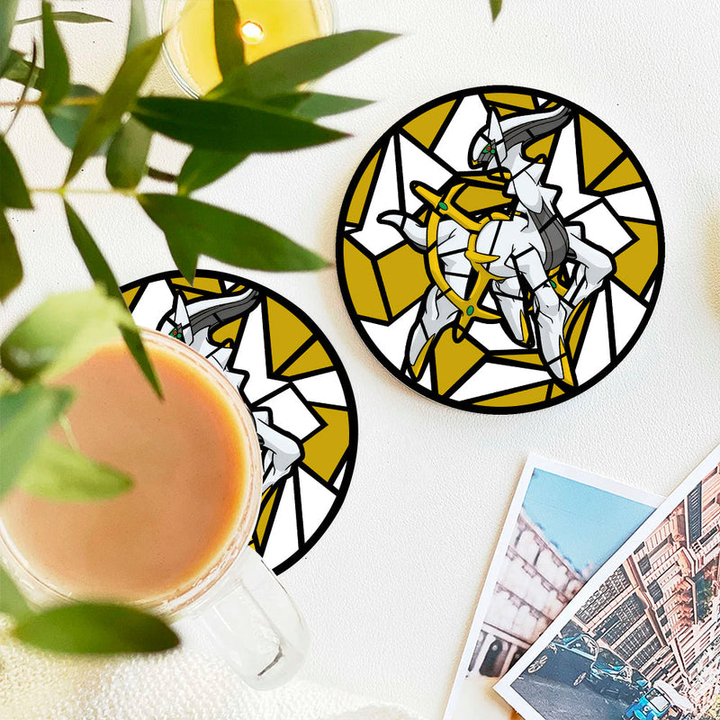 Arceus Legendary Pokemon Stained Glass Decor Coaster - Gift Idea