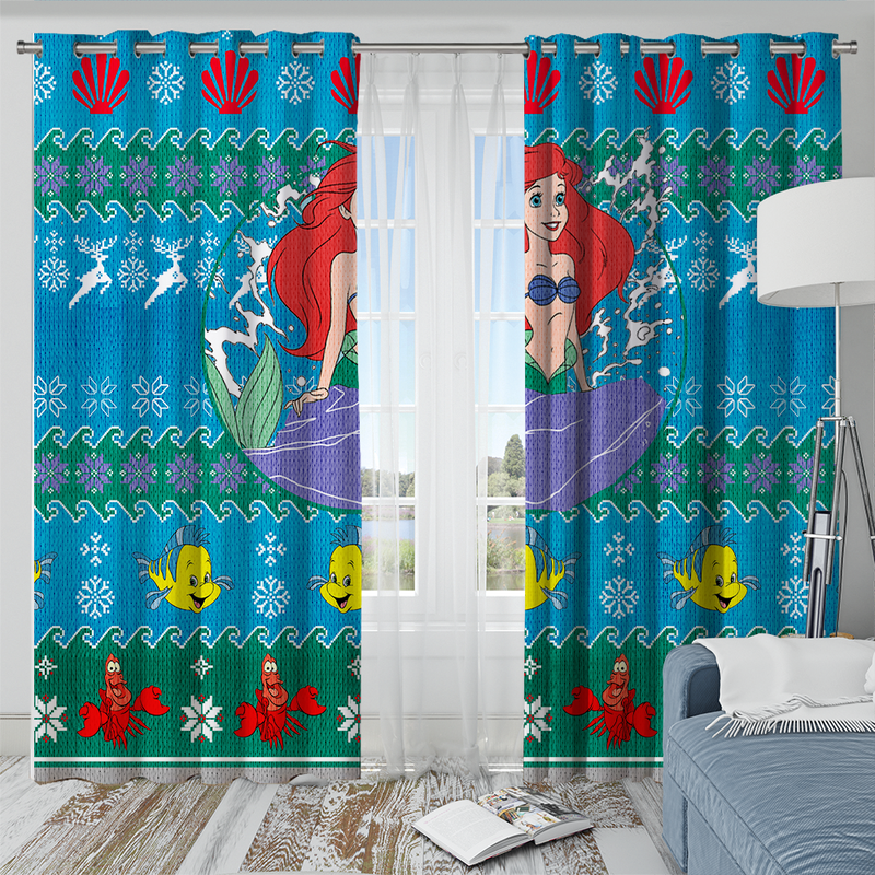 Ariel Little Mermaid Christmas Window Curtain