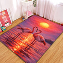 Artful Pink Flamingo Couple Sunset Rectangular Area Rug
