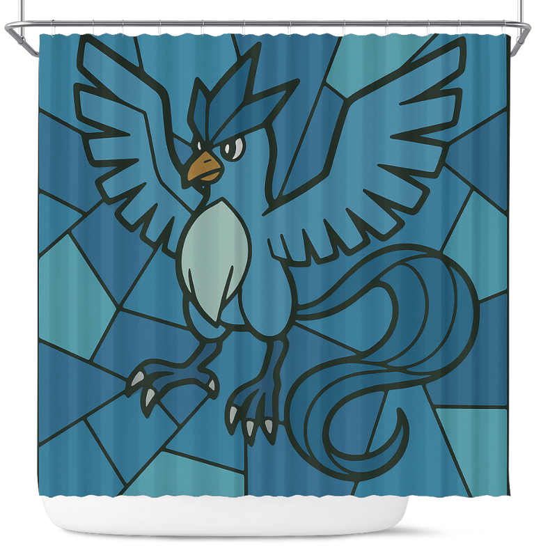 Articuno Pokemon Stained Glass Shower Curtain