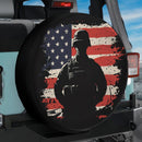 Veteran Soldier With American Flag Jeep Car Spare Tire Cover