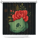A Sleeping Bulbasaur With A Large Blooming Shower Curtain