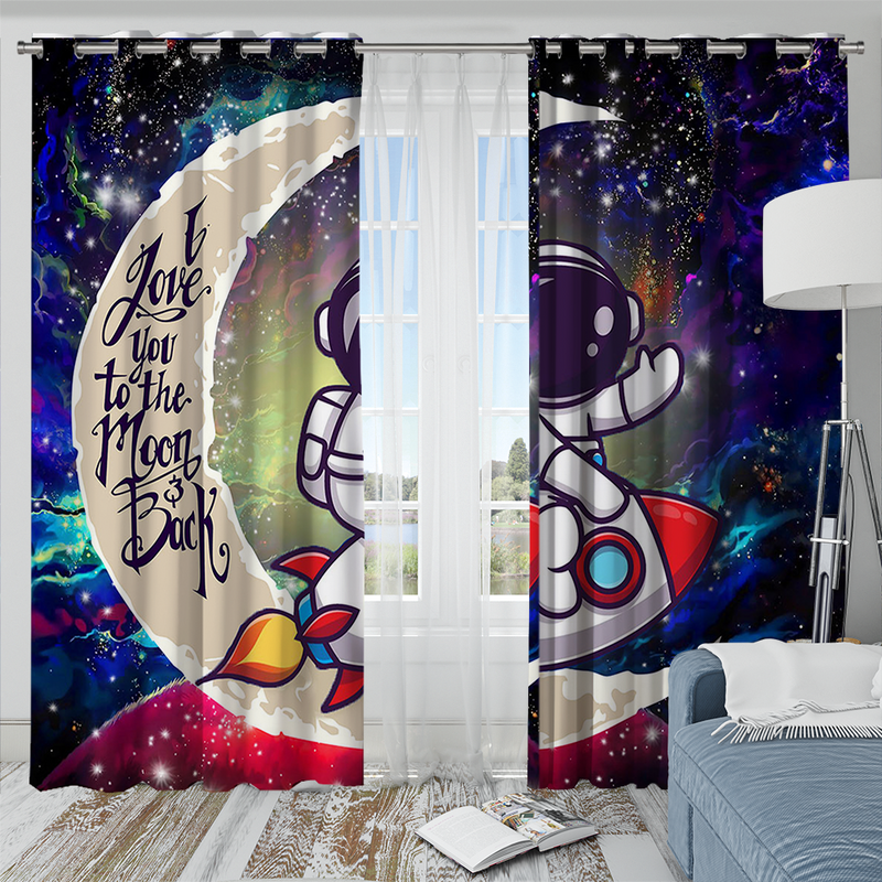 Astronaut Chibi Love You To The Moon Galaxy Window Curtain