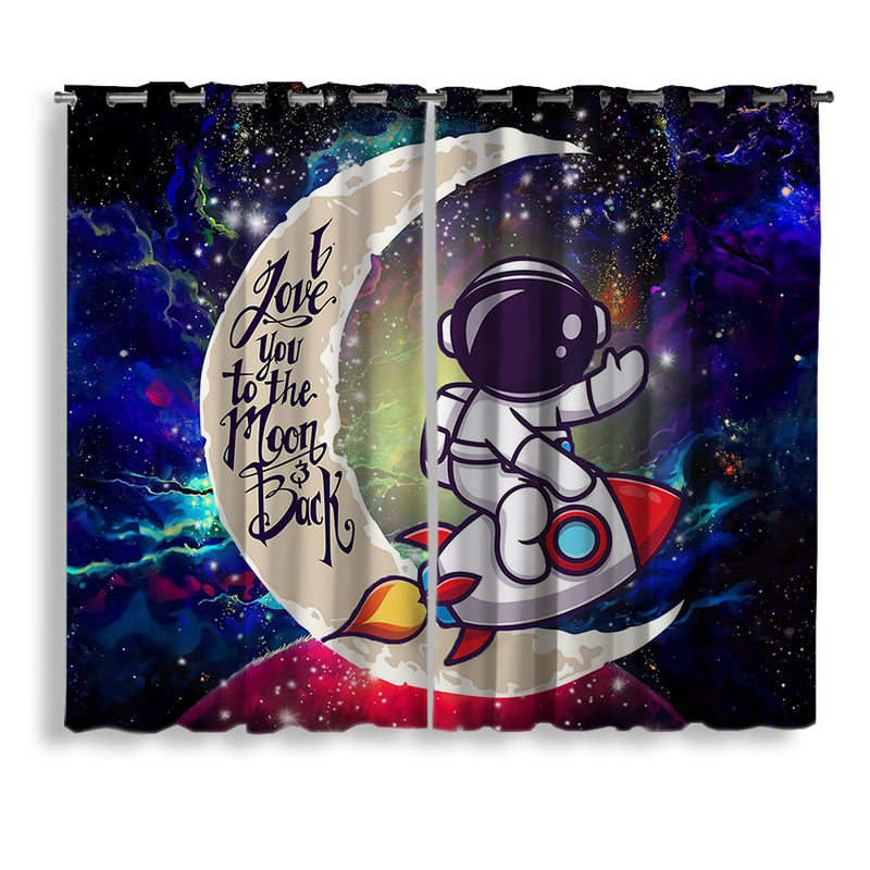 Astronaut Chibi Love You To The Moon Galaxy Window Curtain