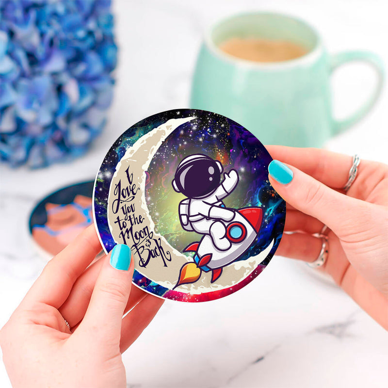 Astronaut Chibi Love You To The Moon Galaxy Ceramic Decor Coaster - Gift Idea