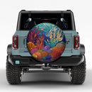 Deep Sea Corals Stained Glass Jeep Car Spare Tire Cover