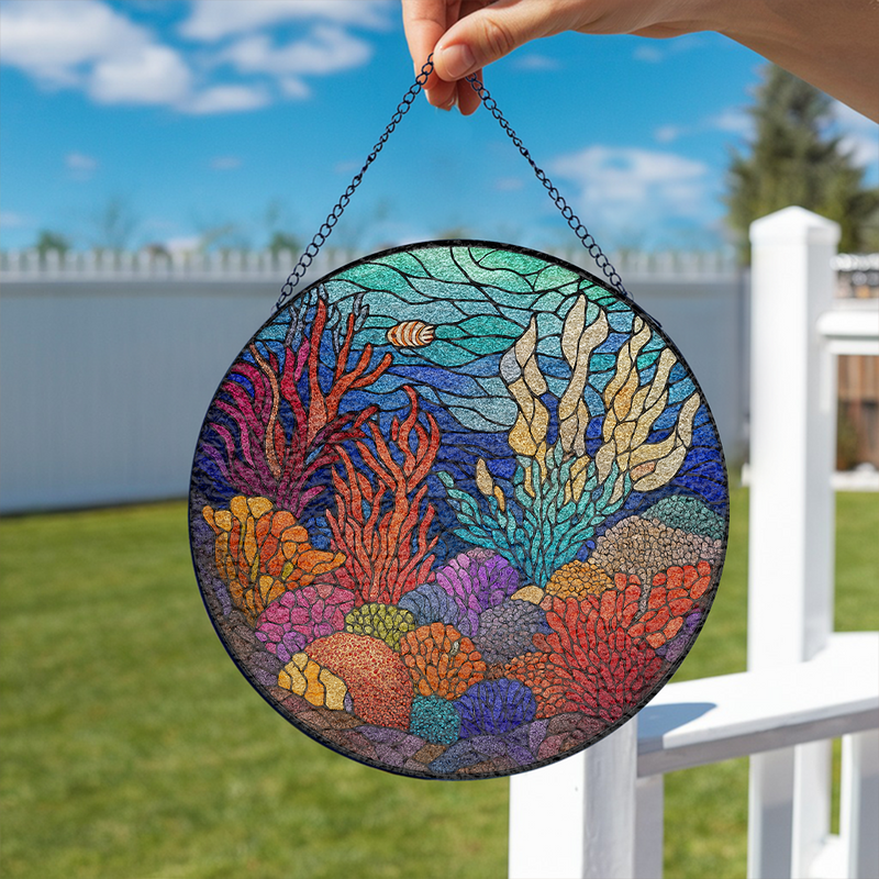 Deep Sea Corals Stained Glass Suncatcher