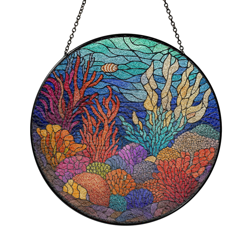 Deep Sea Corals Stained Glass Suncatcher