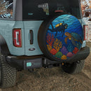Freediving With Sea Turtle Stained Glass Jeep Car Spare Tire Cover