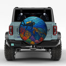 Freediving With Sea Turtle Stained Glass Jeep Car Spare Tire Cover
