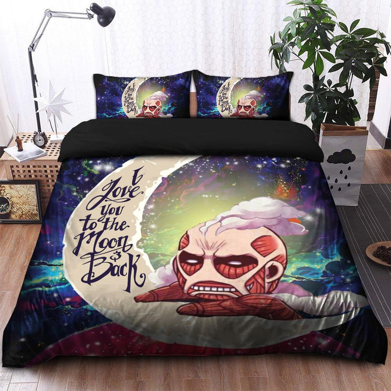 Attack on titan Love You To The Moon Galaxy Bedding Set Duvet Cover And 2 Pillowcases Nearkii