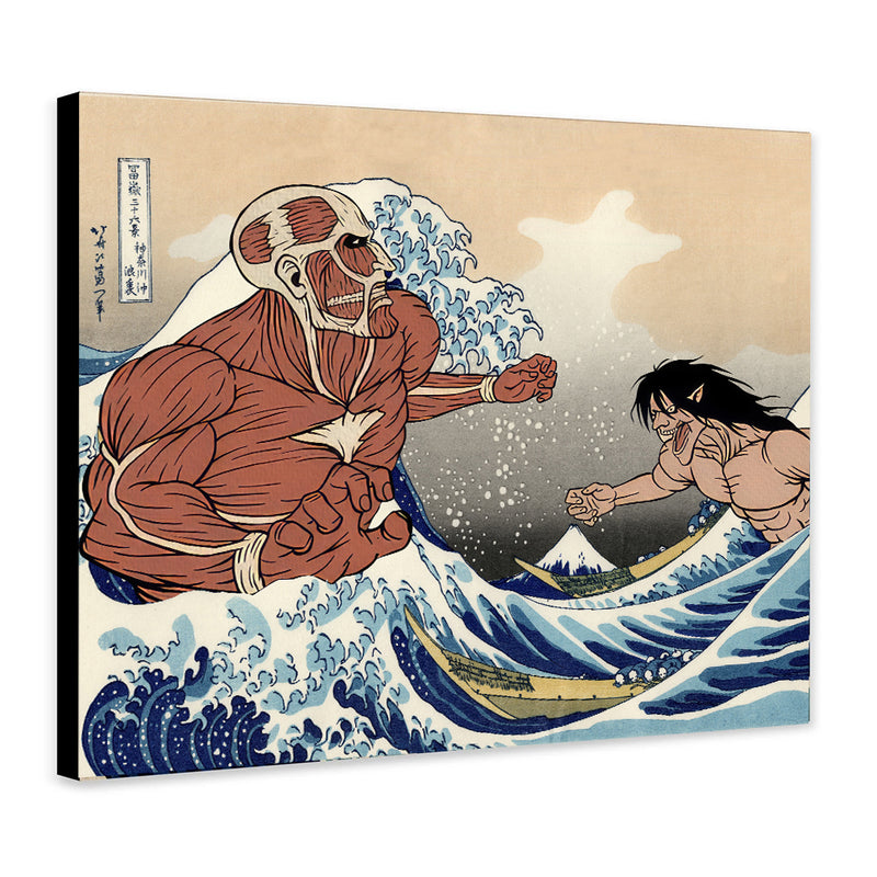 Attack On Titans The Great Wave Japan Anime - Living Room - Canvas Wall Art - Print - Wall Decor