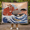 Attack On Titans The Great Wave Japan Woven Throw Blanket