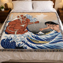 Attack On Titans The Great Wave Japan Woven Throw Blanket