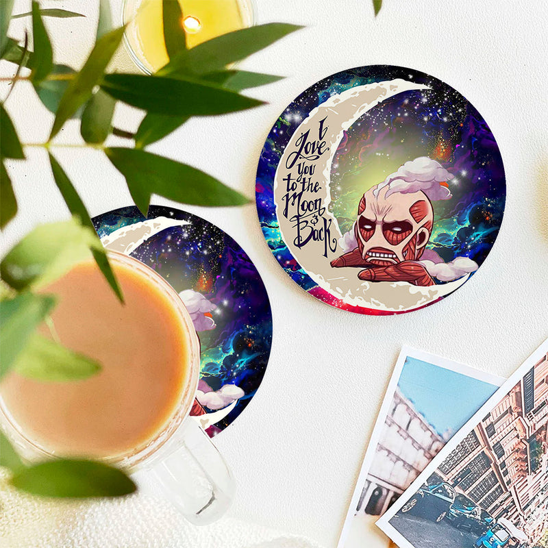 Attack On Titan Love You To The Moon Galaxy Ceramic Decor Coaster - Gift Idea