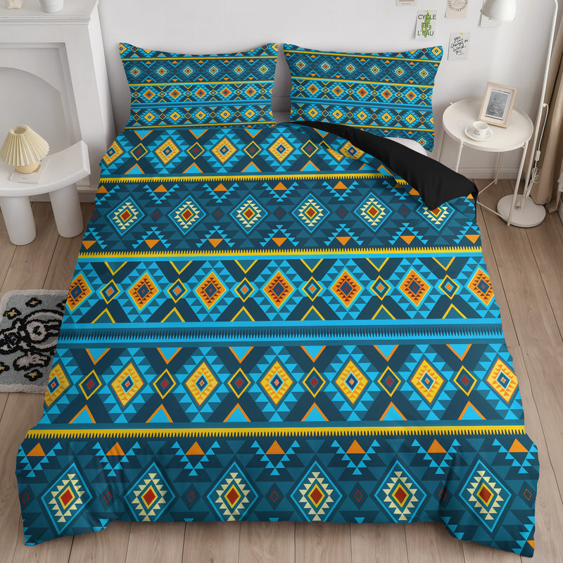 Blue Navajo Tribal Bedding Set