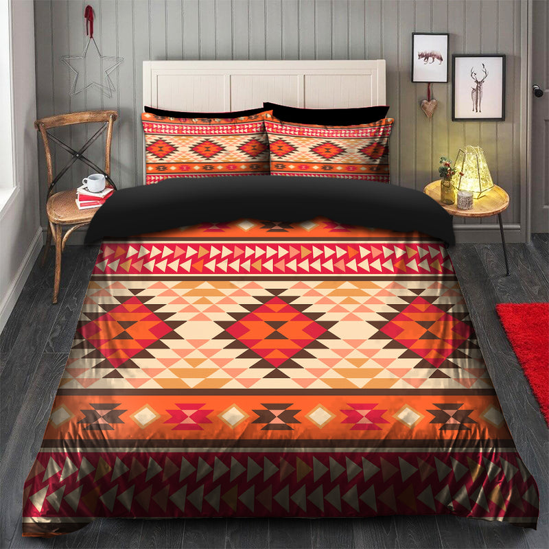 Red Orange Aztec Boho Bedding Set