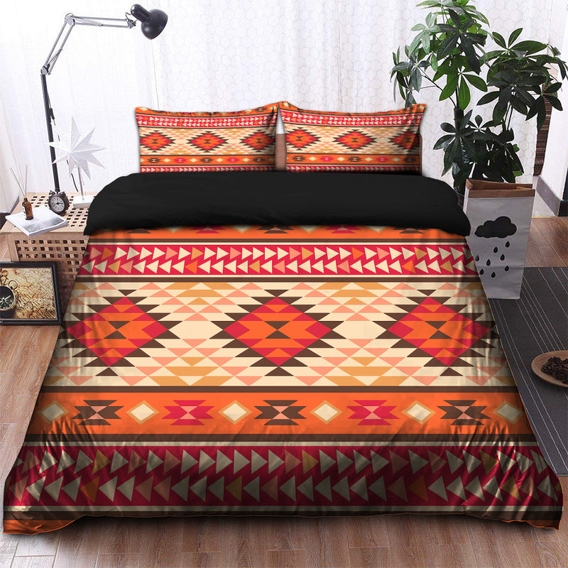 Red Orange Aztec Boho Bedding Set