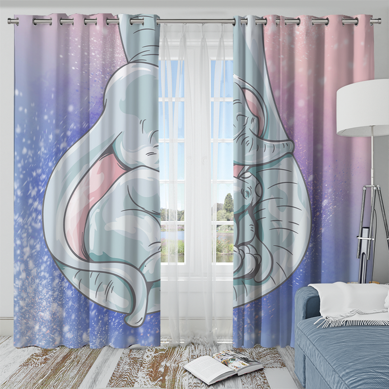 Baby Dumbo Elephant Cute Sleep Window Curtain