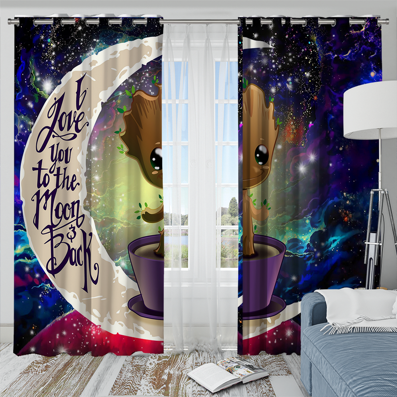 Baby Groot Love You To The Moon Galaxy Window Curtain