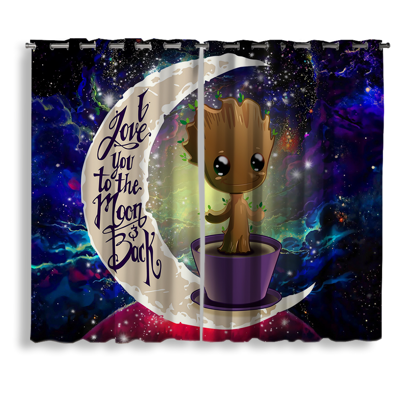 Baby Groot Love You To The Moon Galaxy Window Curtain