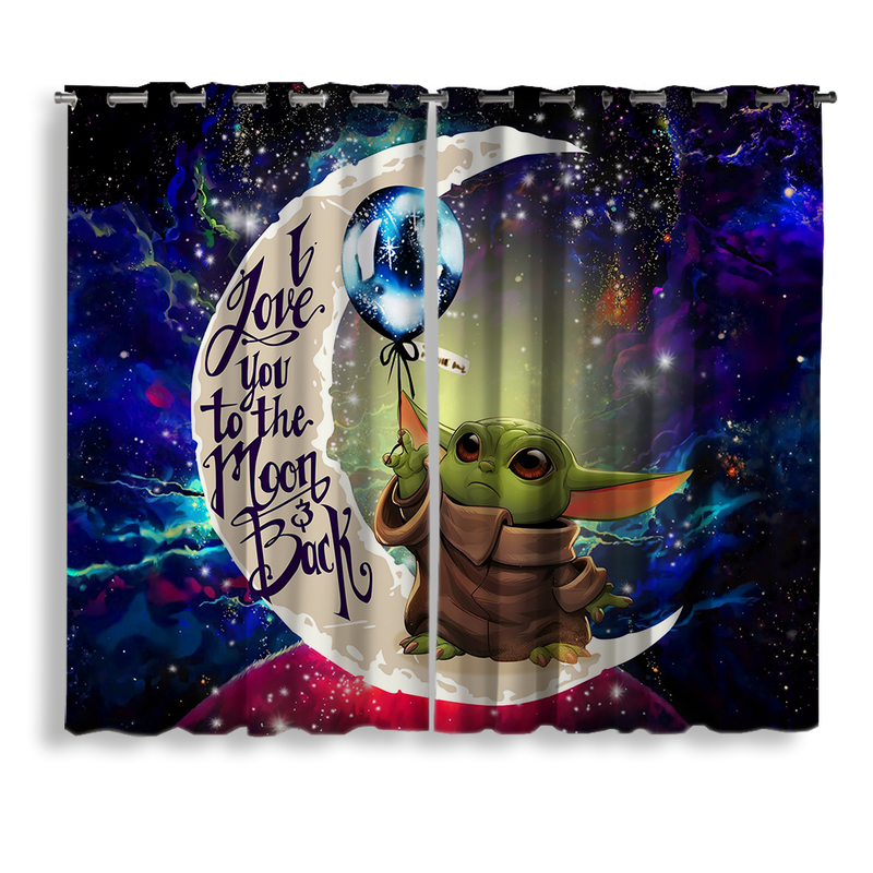 Baby Yoda Love You To The Moon Galaxy Window Curtain