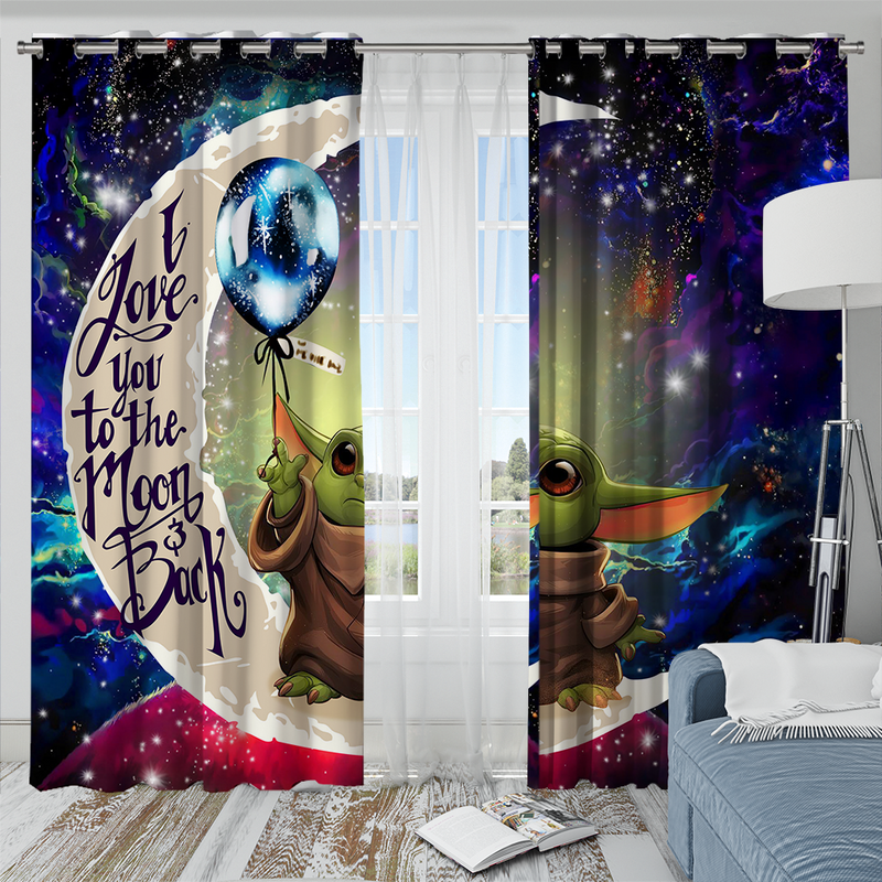 Baby Yoda Love You To The Moon Galaxy Window Curtain