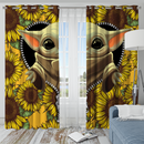 Yoda Sunflower Zipper Window Curtain