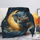 Elephant Reading Moon Premium Blanket